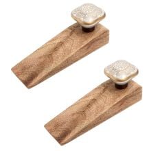 2 Pieces Light Grey Square Ceramic Wooden Door Stopper
